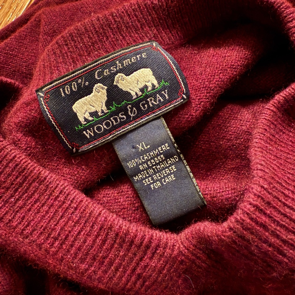 Woods & Gray Cashmere Men's V Neck Sweater - Rich Burgundy